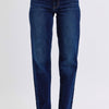 Judy Blue Full Size Raw Hem Straight Leg Jeans - Dark