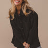 BiBi Button Up Washed Jacket with Pockets - Black Charcoal