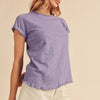 Aemi + Co Lettuce Edge Round Neck Short Sleeve T-Shirt - Lilac