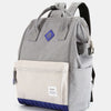 Himawari Contrast Waterproof Backpack Bag with External USB Port - Grey/Ivory