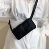 Vegan Leather Woven Crossbody Bag - Black