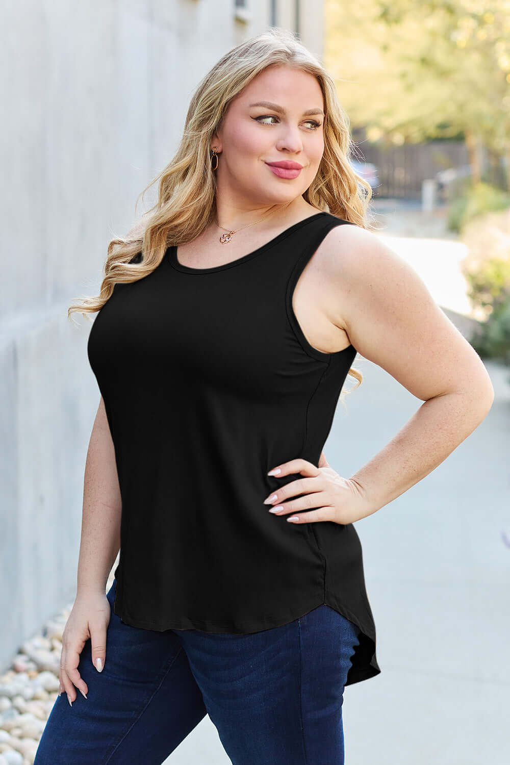 BASIC BAE Full Size Round Neck Tank at Bella Road