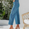 Bella Road Button Fly Cropped Jeans - Dusty Blue