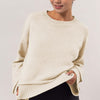 HYFVE Round Neck Dropped Shoulder Ribbed Sweater - Cream