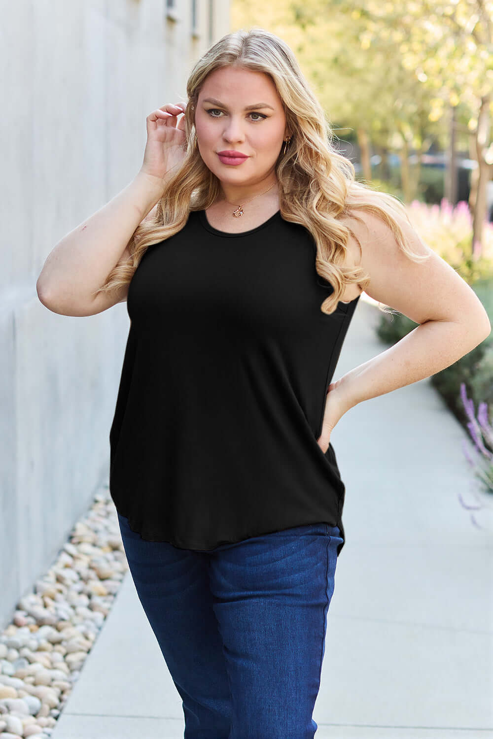 BASIC BAE Full Size Round Neck Tank at Bella Road