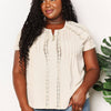 Double Take Crochet Buttoned Short Sleeves Top - Pastel Yellow