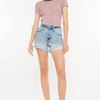 Kancan Distressed High Waist Denim Shorts with Pockets - Medium