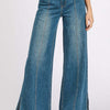 Mittoshop Medium Wash Seam Detail Wide Leg Denim Jeans - Medium