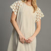 Umgee Full Size Round Neck Mini Dress Plus Size - OATMEAL