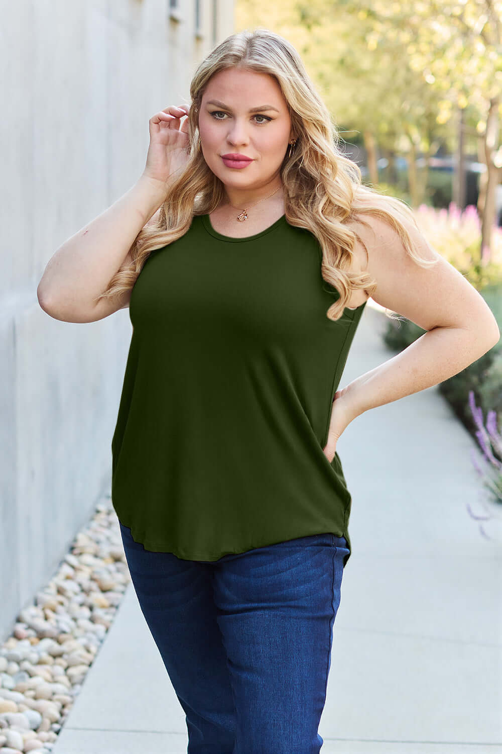 BASIC BAE Full Size Round Neck Tank at Bella Road