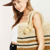 Striped Straw Braided Tote Bag - Striped