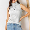 Ribbed Turtleneck Tank - Light Gray