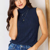 Ribbed Turtleneck Tank - Navy