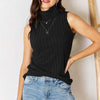 Ribbed Turtleneck Tank - Black