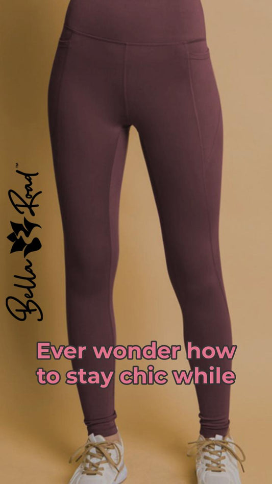 Stylish high waist leggings in rich burgundy with a chic design, perfect for staying fashionable and comfortable.