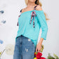 CELESTE Full Size Tie-Strap Off-Shoulder Blouse at Bella Road