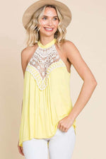 CULTURE CODE Lace Panel Sleeveless Round Neck Top at Bella Road