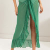 Ruffle Trim Cover Up Sarong Skirt - Green