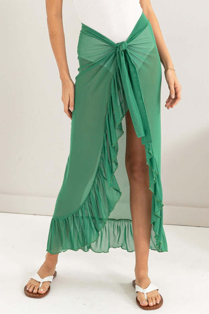 HYFVE Ruffle Trim Cover Up Sarong Skirt at Bella Road