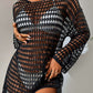 BELLA ROAD Openwork Boat Neck Long Sleeve Cover-Up at Bella Road