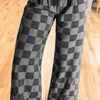 Bella Road Checkered Wide Leg Jeans with Pockets - Dark Gray