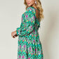 DOUBLE TAKE Full Size Printed Long Sleeve Dress at Bella Road