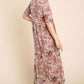 BOMBOM Printed Shirred Maxi Dress at Bella Road