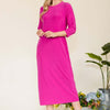 Round Neck Midi Dress | Full Size - FUCHSIA