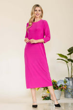 CELESTE Full Size Round Neck Midi Dress at Bella Road