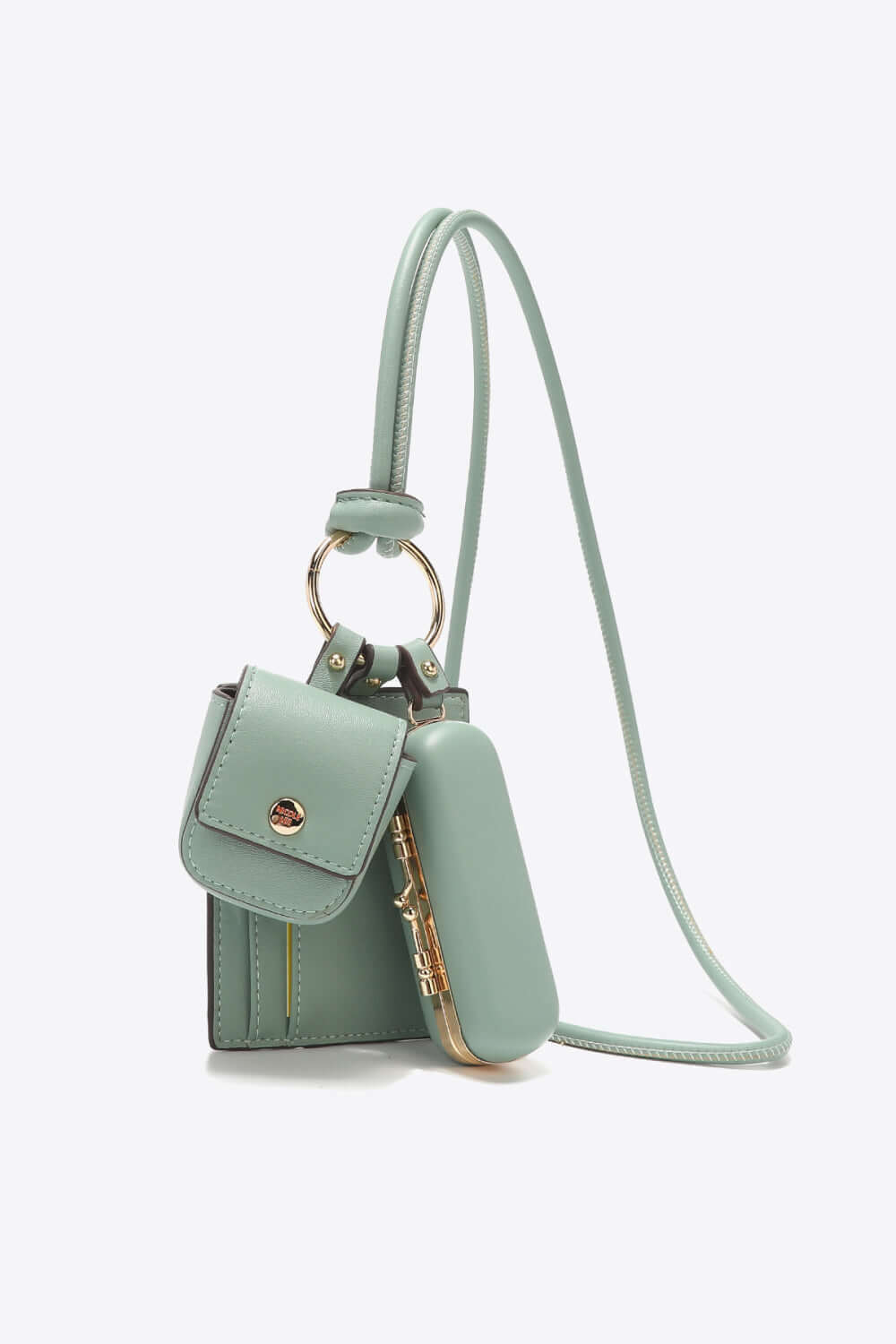 Nicole Lee USA vegan leather 3-piece lanyard set in mint green including pouch and AirPods case