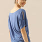 NINEXIS Boat Neck Short Sleeve Ruched Side Top at Bella Road