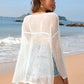 BELLA ROAD Openwork Slit Boat Neck Long Sleeve Cover-Up at Bella Road