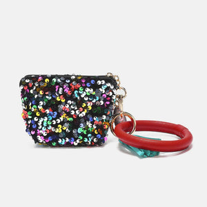 NICOLE LEE USA Sequin Pouch Wristlet Keychain at Bella Road