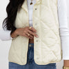 Bella Road Snap Down Texture Vest Coat with Pockets - Ivory