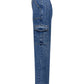 Bella Road high rise straight jeans in medium wash with stylish cargo pockets, perfect for a trendy look.