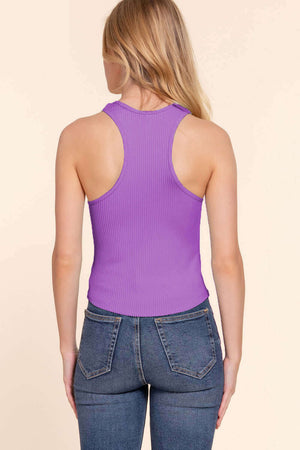 ACTIVE BASIC Ribbed Round Neck Racerback Seamless Tank at Bella Road