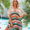 Cutout Striped Cover-Up with Tassel - Red Orange