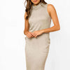 Cowl Neck Sleeveless Dress with Pockets - Heather Grey