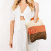 Color Block Double-Use Braided Tote Bag - OR