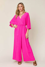 DOUBLE TAKE Full Size Half Sleeve Wide Leg Jumpsuit at Bella Road