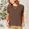 Round Neck Short Sleeve T-Shirt | Full Size - Chestnut