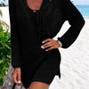 Openwork Tie Neck Cover-Up - Black