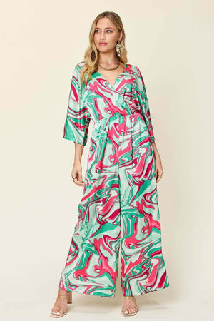 DOUBLE TAKE Full Size Half Sleeve Wide Leg Jumpsuit at Bella Road