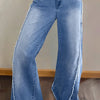 Bella Road Raw Hem Wide Leg Jeans with Pockets - Medium