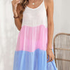 Color Block Spaghetti Strap Cover-Up Dress - Carnation Pink