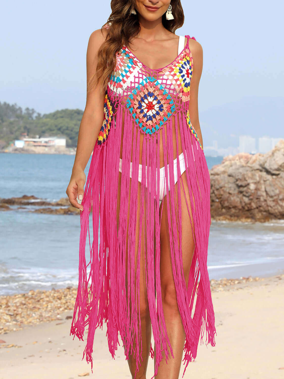 BELLA ROAD Fringe Spaghetti Strap Cover-Up at Bella Road