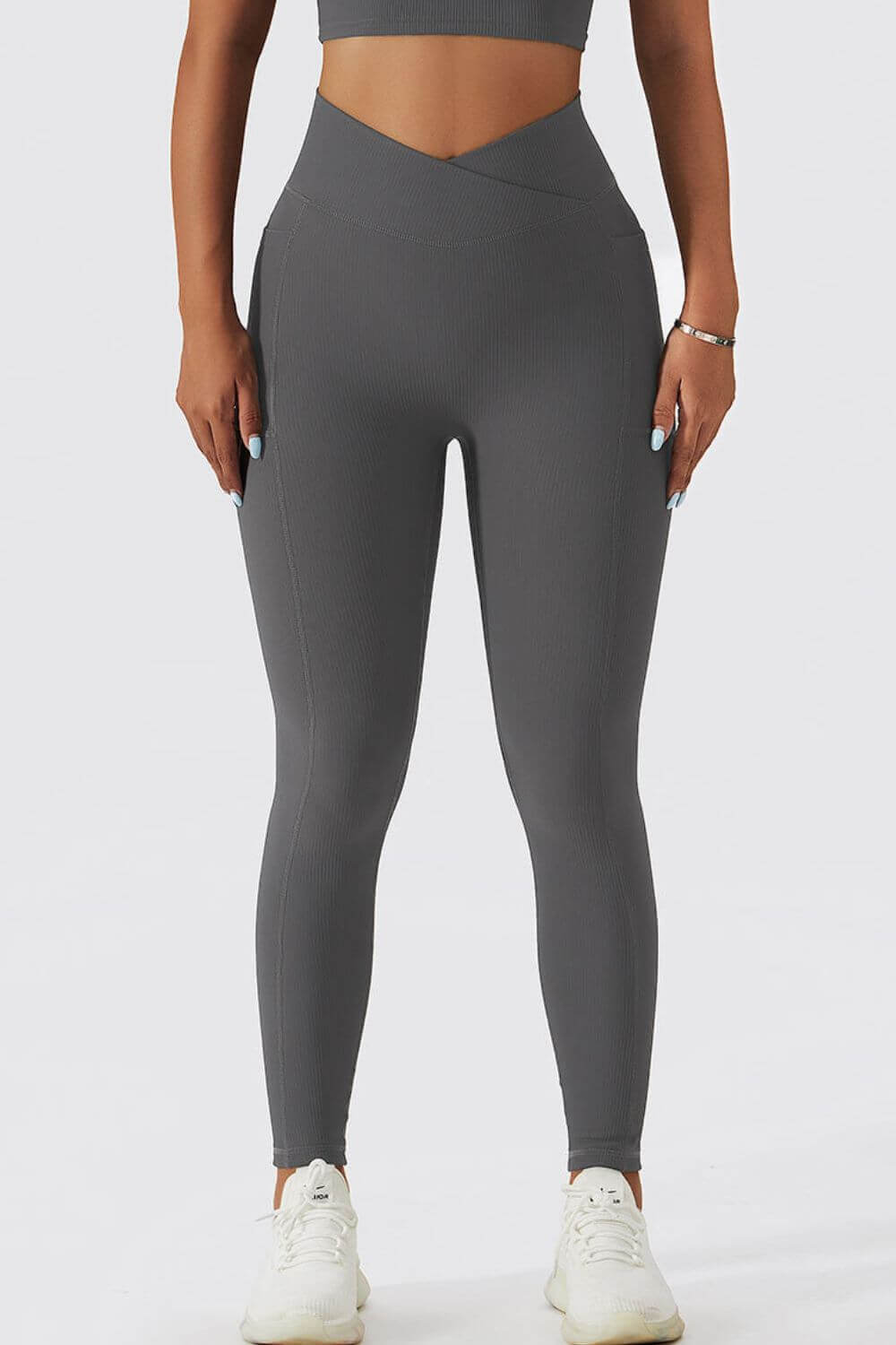 BASIC BAE Crossover Waist Active Leggings at Bella Road