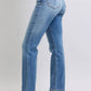 Judy Blue vintage wash thermal straight jeans showcasing a classic straight-leg cut and comfortable fit.