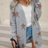 Angel Wings Star Open Front Long Sleeve Cardigan - Light Gray