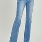 High rise button fly bootcut jeans for a flattering silhouette and vintage style, perfect with heels or flats.